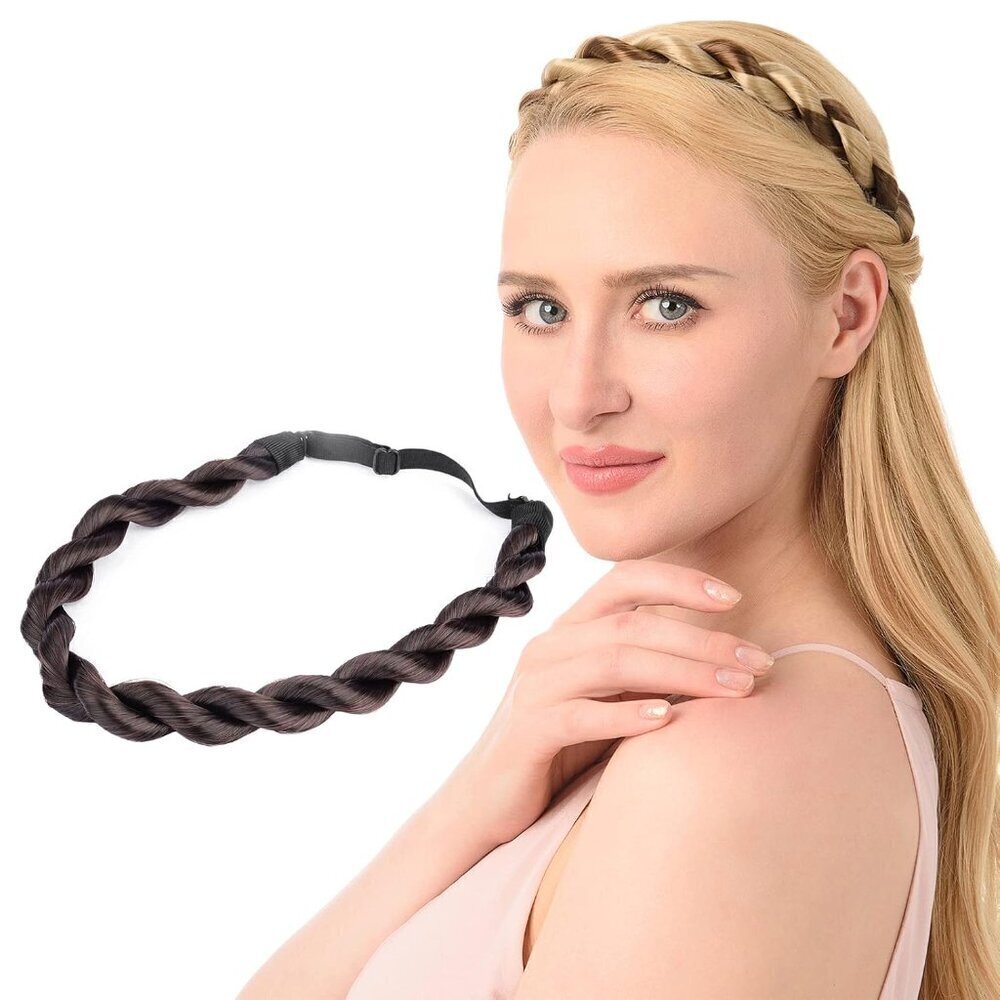 Thin Synthetic Hair Braided Headband Hairpiece Women Girl Beauty Accessory Brune